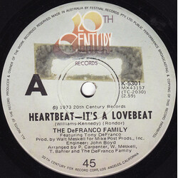 The DeFranco Family Heartbeat - It's A Lovebeat USED VINYL 7INCH 45 RPM