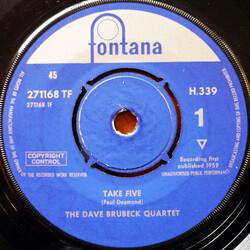 The Dave Brubeck Quartet Take Five / Blue Rondo A La Turk USED VINYL 7INCH 45 RPM SINGLE REISSUE