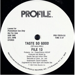 File 13 Taste So Good USED VINYL 12INCH 33 S RPM PROMO STEREO