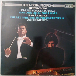 Ludwig Van Beethoven / Radu Lupu / Israel Philharmonic Orchestra / Zubin Mehta Piano Concerto No. 3 / Rondos Op. 52, Nos. 1 & No.2 Vinyl LP USED