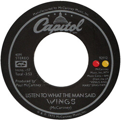 Paul McCartney & Wings Listen To What The Man Said USED VINYL 7INCH 45 RPM SINGLE