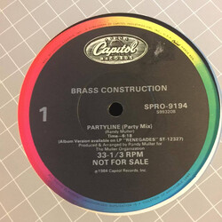Brass Construction Partyline USED VINYL 12INCH SINGLE PROMO 33 S RPM