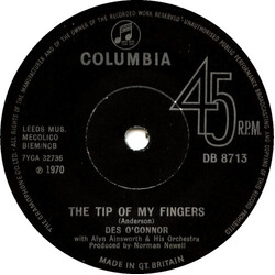 Des O'Connor The Tip Of My Fingers USED VINYL 7INCH 45 RPM SINGLE