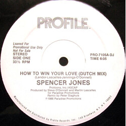 Spencer Jones How To Win Your Love USED VINYL 12INCH 33 S RPM SINGLE PROMO