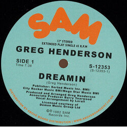 Greg Henderson Dreamin USED VINYL 12INCH 45 RPM EP SINGLE REISSUE REMASTERED
