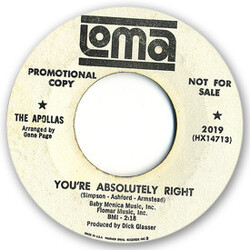 The Apollas You're Absolutely Right / Lock Me In Your Heart USED VINYL 7INCH SINGLE 45 RPM PROMO