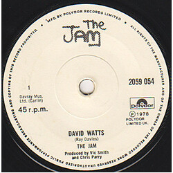 The Jam David Watts / "A" Bomb In Wardour Street USED VINYL 7INCH 45 RPM SINGLE