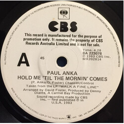 Paul Anka Hold Me 'Til The Mornin' Comes / This Is The First Time USED VINYL 7INCH 45 RPM SINGLE PROMO