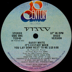 Barry White It's Ecstasy When You Lay Down Next To Me VINYL 12" USED