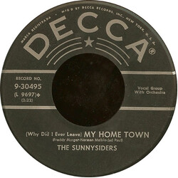 The Sunnysiders (Why Did I Ever Leave) My Home Town / Banjo Picker's Ball USED VINYL 7INCH 45 RPM SINGLE
