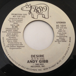 Andy Gibb Desire Vinyl 7" USED