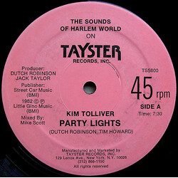 Kim Tolliver Party Lights USED VINYL 12INCH 45 RPM