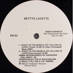 Bettye Lavette / Smokey Robinson Right In The Middle (Of Falling In Love) / Tell Me Tomorrow USED VINYL 12INCH PROMO 33 S RPM