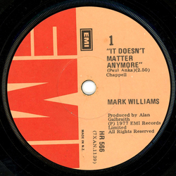 Mark Williams (4) It Doesn't Matter Anymore Vinyl 7" USED