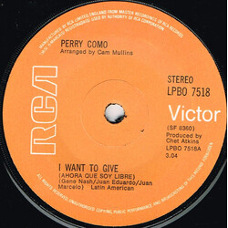Perry Como I Want To Give (Ahora Que Soy Libre) Vinyl 7" USED