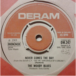 The Moody Blues Never Comes The Day USED VINYL 7INCH 45 RPM SINGLE