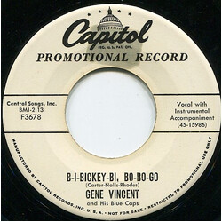 Gene Vincent & His Blue Caps B-I-Bickey-Bi, Bo-Bo-Go USED VINYL 45 RPM 7INCH PROMO