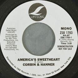 Corbin/Hanner America's Sweetheart USED VINYL 7INCH 45 RPM SINGLE PROMO STYRENE STEREO MONO