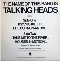 Talking Heads The Name Of This Band Is Talking Heads USED VINYL 12INCH 45 RPM PROMO SAMPLER
