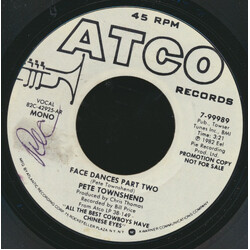 Pete Townshend Face Dances Part Two Vinyl 7" USED