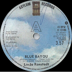 Linda Ronstadt Blue Bayou USED VINYL 7INCH 45 RPM SINGLE