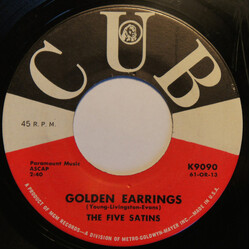 The Five Satins Golden Earrings / Can I Come Over Tonight USED VINYL 7INCH 45 RPM SINGLE
