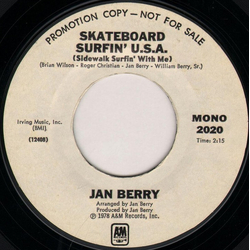 Jan Berry Skateboard Surfin' U.S.A. (Sidewalk Surfin' With Me) Vinyl 7" USED
