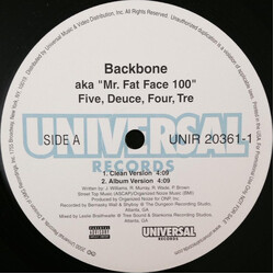 Backbone / Mr. Fat Face 100 Five, Deuce, Four, Tre USED VINYL 12INCH 33 S RPM PROMO