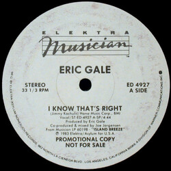 Eric Gale I Know That's Right / We'll Make It (Sooner Or Later) USED VINYL 12INCH 33 S RPM PROMO STEREO