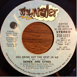 Derek & Cyndi You Bring Out The Best In Me USED VINYL 7INCH 45 RPM PROMO STYRENE STEREO MONO