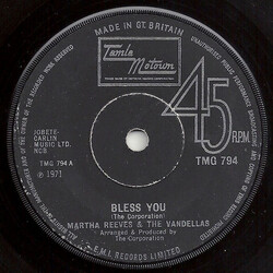 Martha Reeves & The Vandellas Bless You Vinyl 7" USED