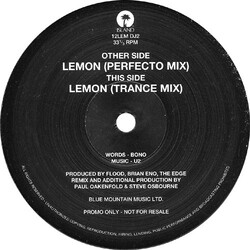 U2 Lemon USED VINYL 12INCH SINGLE 33 S RPM PROMO