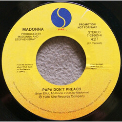 Madonna Papa Don't Preach USED VINYL 7INCH 45 RPM SINGLE PROMO STYRENE STEREO