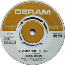 Procol Harum A Whiter Shade Of Pale USED VINYL 7INCH 45 RPM SINGLE