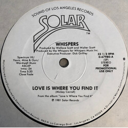 The Whispers Love Is Where You Find It USED VINYL 12INCH 33 S RPM PROMO