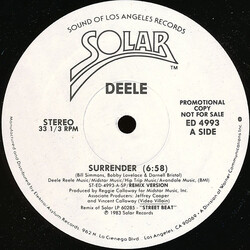 The Deele Surrender USED VINYL 12INCH 33 S RPM PROMO