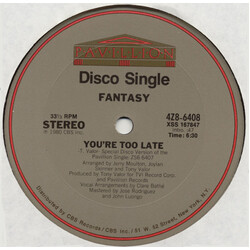 Fantasy (2) You're Too Late USED VINYL 12INCH 33 S RPM SINGLE STEREO