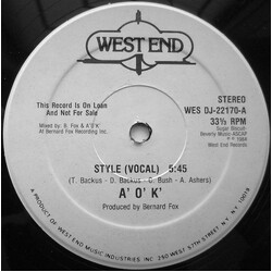 A' O' K' Style USED VINYL 12INCH 33 S RPM SINGLE PROMO STEREO