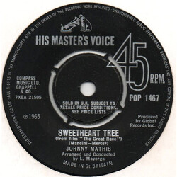 Johnny Mathis Sweetheart Tree USED VINYL 7INCH SINGLE