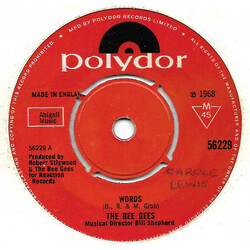 Bee Gees Words USED VINYL 7INCH SINGLE MONO