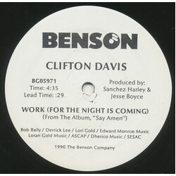 Clifton Davis Work (For The Night Is Coming) USED VINYL 12INCH 33 S RPM SINGLE STEREO