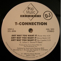 T-Connection Any Way You Want It USED VINYL 12INCH 33 S RPM PROMO