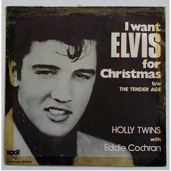 The Holly Twins / Eddie Cochran I Want Elvis For Christmas b/w The Tender Age USED VINYL 7INCH 45 RPM MONO