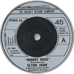 Elton John Nobody Wins Vinyl 7" USED