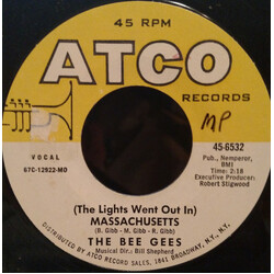 Bee Gees (The Lights Went Out In) Massachusetts Vinyl 7" USED