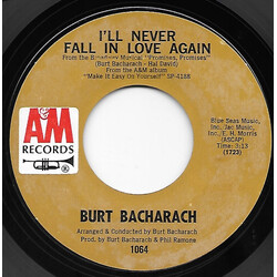 Burt Bacharach I'll Never Fall In Love Again Vinyl 7" USED