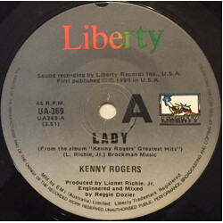 Kenny Rogers Lady USED VINYL 7INCH 45 RPM SINGLE