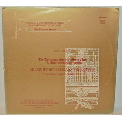 The Telemann Society Motet Choir / Telemann Society Orchestra / Theodora Schulze Music By Renaissance Masters Vinyl LP USED