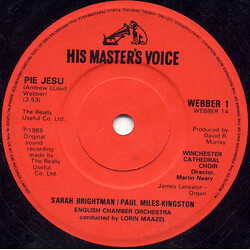Sarah Brightman / Paul Miles-Kingston Pie Jesu USED VINYL 7INCH 45 RPM SINGLE