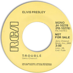Elvis Presley T-R-O-U-B-L-E USED VINYL 7INCH 45 RPM SINGLE PROMO STEREO MONO